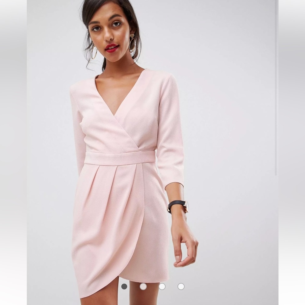 NWT ASOS DESIGN mini dress with wrap skirt in blush pink